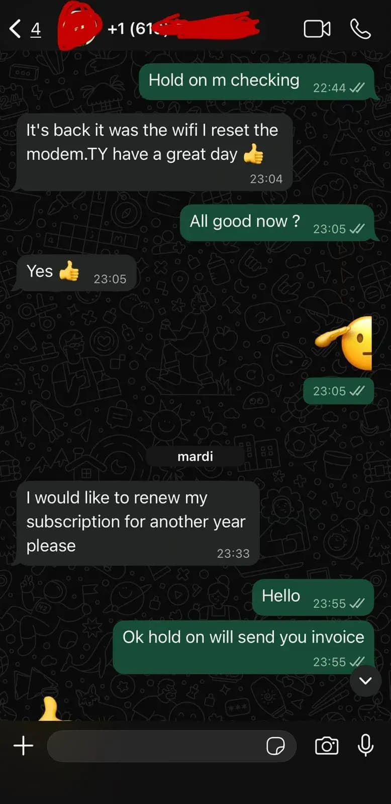 Watchzio customer review screenshot 12 — verified WhatsApp feedback